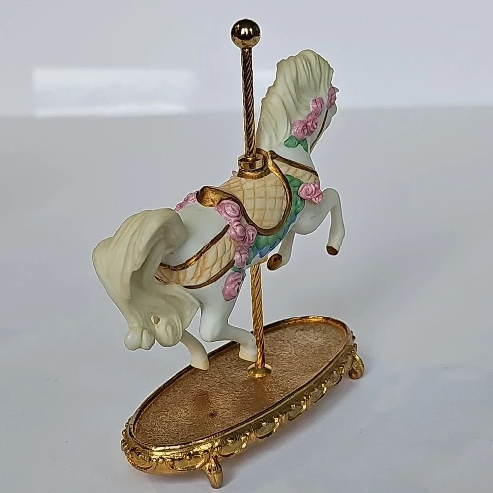 Franklin‎ Mint World Of Carousel Horses The Rose Horse Gold Porcelain COA M1043